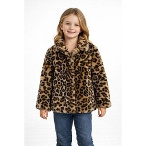 J.McLaughlin Leopard Print Faux Fur Jacket Kids Size 4/5